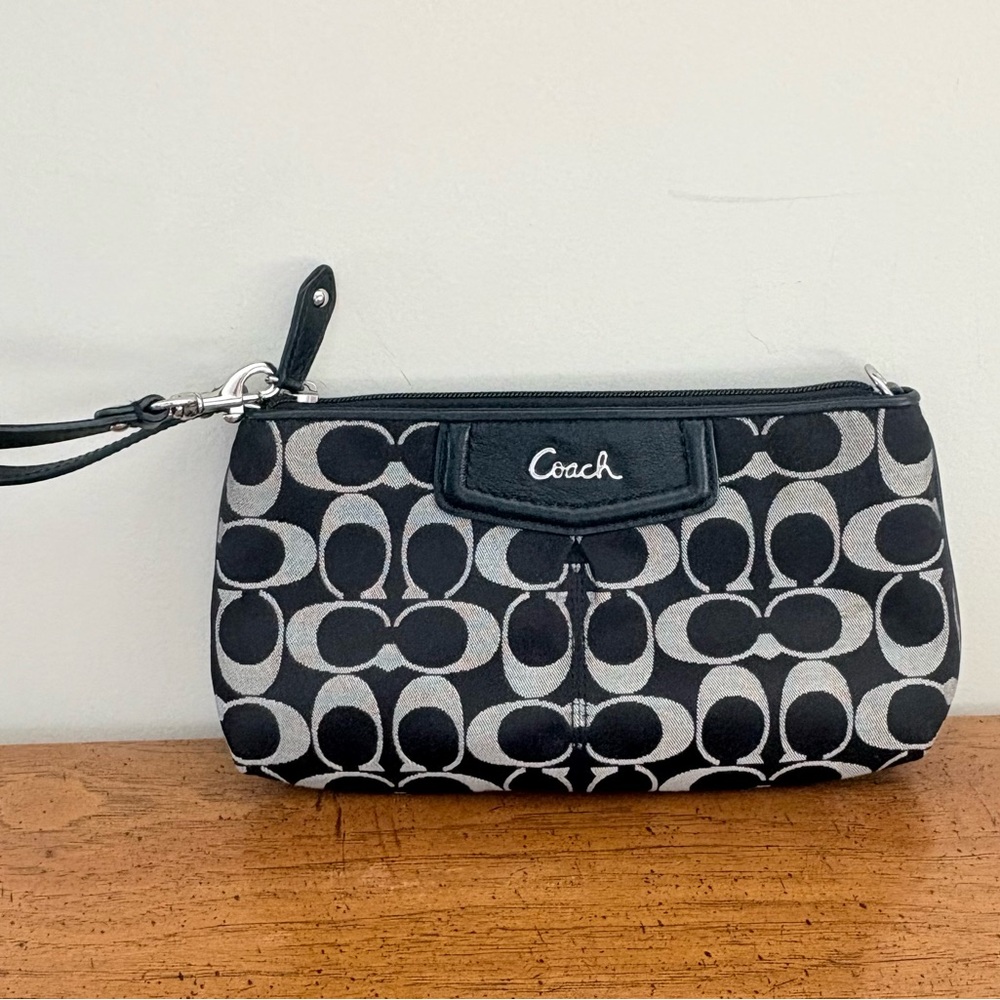 Coach Monogram Black and Gray Wristlet